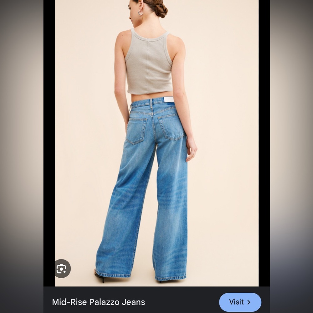 Re/Done Mid Rise Palazzo Wide Leg Jeans 28